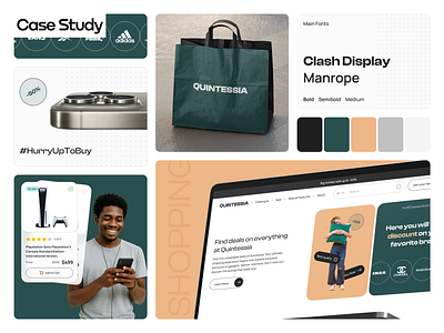 Quintessia – Marketplace Home catalogue clean layout ecommerce ui home page landing light theme marketplace modern interface offers online shop priduct cards product discovery shopping platform ui ui design ux web website