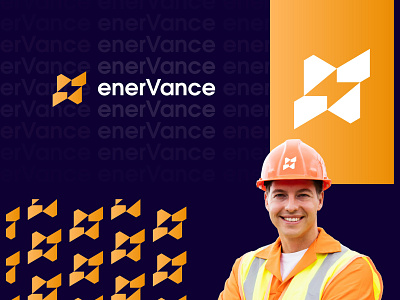 EnerVance Logo Design bolt brand identity branding concept design electricity energy flat fresh illustration logo logo design minimal motion graphics negative space orange speed startup symbol thunder