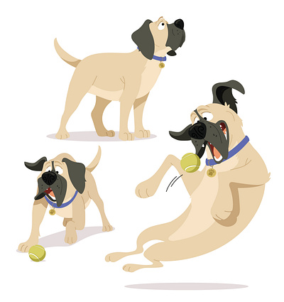 Paws & Claws character design charactersheet childrensbook dog dogposes kids illustration mastiff preschool vector