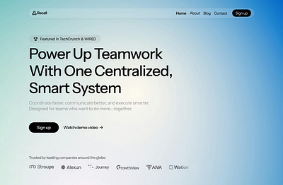 Recall Hero section branding design figma framer graphic design illustration logo ui user interface web design