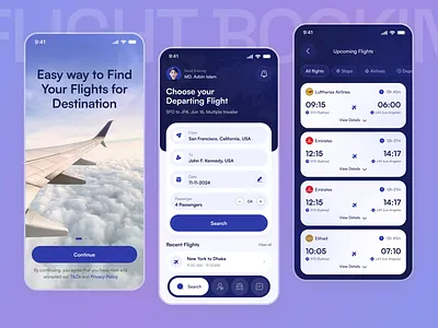 Flight Booking Mobile App Design airplane ticket app booking booking app branding flight app flight booking app flight search flight ticket flights illustration minimal design mobile app online ticket rounded card ticket booking travel travel app ui ux