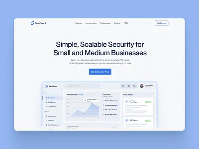 Clean SaaS Hero Section Design – SafeGuard Concept cybersecurity dashboard design figma hero saas section software ui ux web web design website