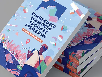 « Welcome to Logistics City » artwork bike book city delivery design digital illustration digitalart illustration illustrator logistic map mobility pop art road white paper