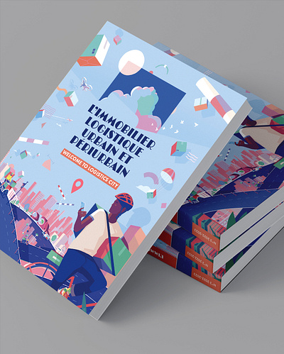 « Welcome to Logistics City » artwork bike book city delivery design digital illustration digitalart illustration illustrator logistic map mobility pop art road white paper
