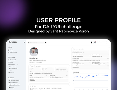 WI-TECH USER PROFILE application dailyui graphic design technology ui uiux useerprofile web design