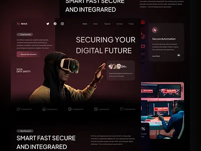 Cybersecurity Monitoring Landing Page Template ai artificial intelligence cybersecurity dark data futuristic landing page platform product design security web design