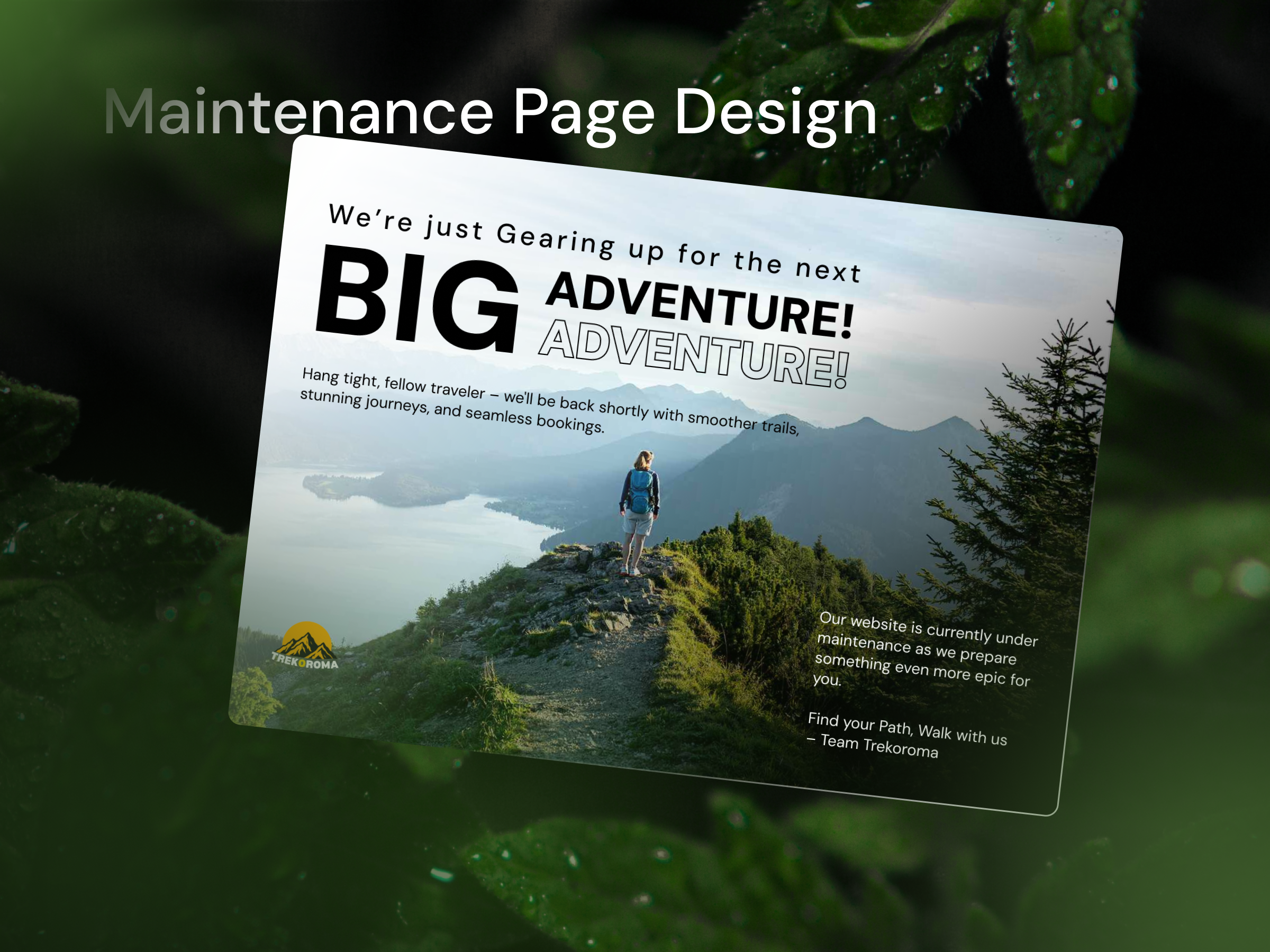 Maintenance Page Design for Trek Website branding colors composition design figma landing page maintenance page ui ui design web design website wordpress