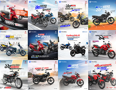 Hero & Bajaj Social Medeia Campaign Post Design bike banner design bike campaign bike post bike post design bikes emi offer design motorbike motorbike post design motorbike posters motorcycle motorcycle banner design