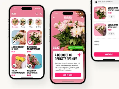 Flowers Marketplace Mobile App app design app interfaces e commerce ecommerce app mobile app design mobile app ui mobile ui modern app ui ui ux ui ux design