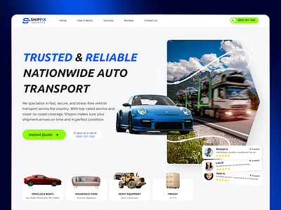 UX/UI Design for ShipPix Logistics Landing Page b2c business cargo carshipping corporate delivery design figma illustration landing logistics minimal order transport ui uiux ux web design website