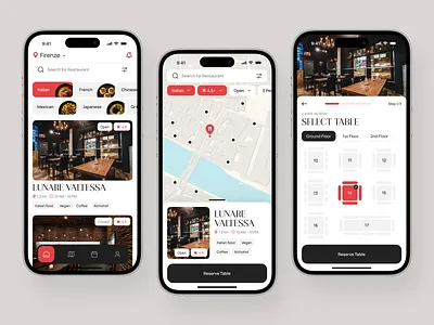 Restaurant Reservation Mobile App UI Design app design app interface application ui booking app interactive design mobile app design mobile app ui mobile dashboard mobile ui search ui ui ux design