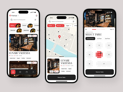 Restaurant Reservation Mobile App UI Design app design app interface application ui booking app interactive design mobile app design mobile app ui mobile dashboard mobile ui search ui ui ux design