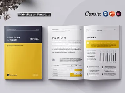 White Paper | Canva, Word, PPTX, IND brand branding brochure brochure template design graphic design illustration print print tempate proposal template