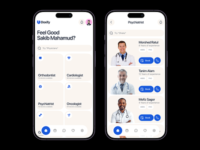 Doxify — UI/UX Design for Doctors Appointment Mobile App android app app concept app design app interface appointment app doctor app doctor booking figma health app healthcare app ios app medical app medical ui mobile app patient app product design telehealth telemedicine uiux design waxyweb
