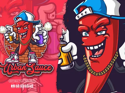 Urban Sauce Mascot Logo branding cartoon cartoon logo character graphic design illustration logo mascot cartoon mascot logo packaging vector vector cartoon