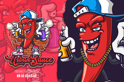 Urban Sauce Mascot Logo branding cartoon cartoon logo character graphic design illustration logo mascot cartoon mascot logo packaging vector vector cartoon
