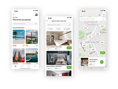 Seamless Hotel Booking App – Intuitive Travel Experience appconcept branding cleanui design dribbbleinspiration dribbbleshots figmadesign graphic design hotelbooking illustration logo mapintegration mobileappdesign productdesign travelapp travelui ui uiuxdesign userfriendlydesign vector