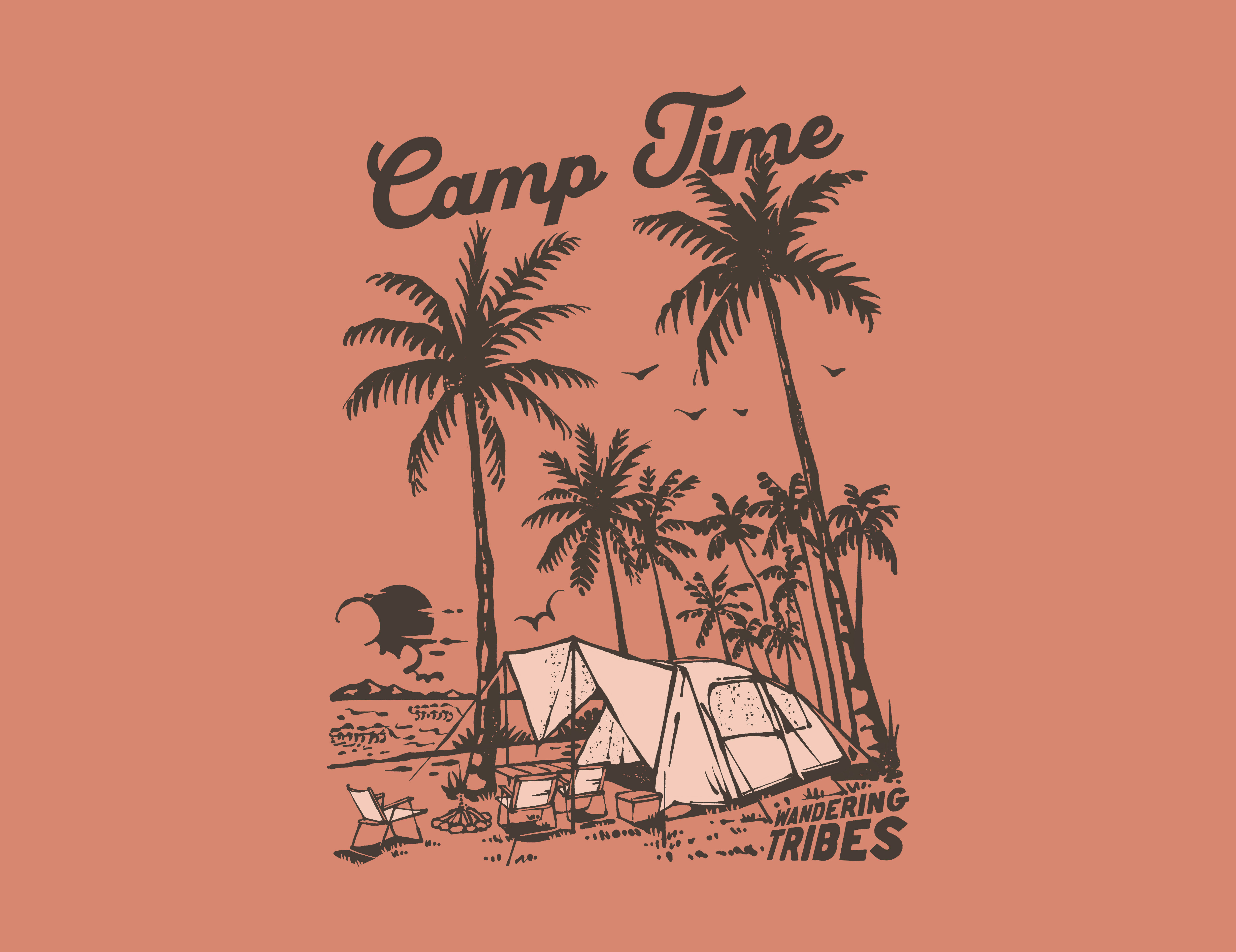 Camp Time WANDERING TRIBES adventure apparel branding camp graphic design illustration logo retro tent vector vintage vintage illustration
