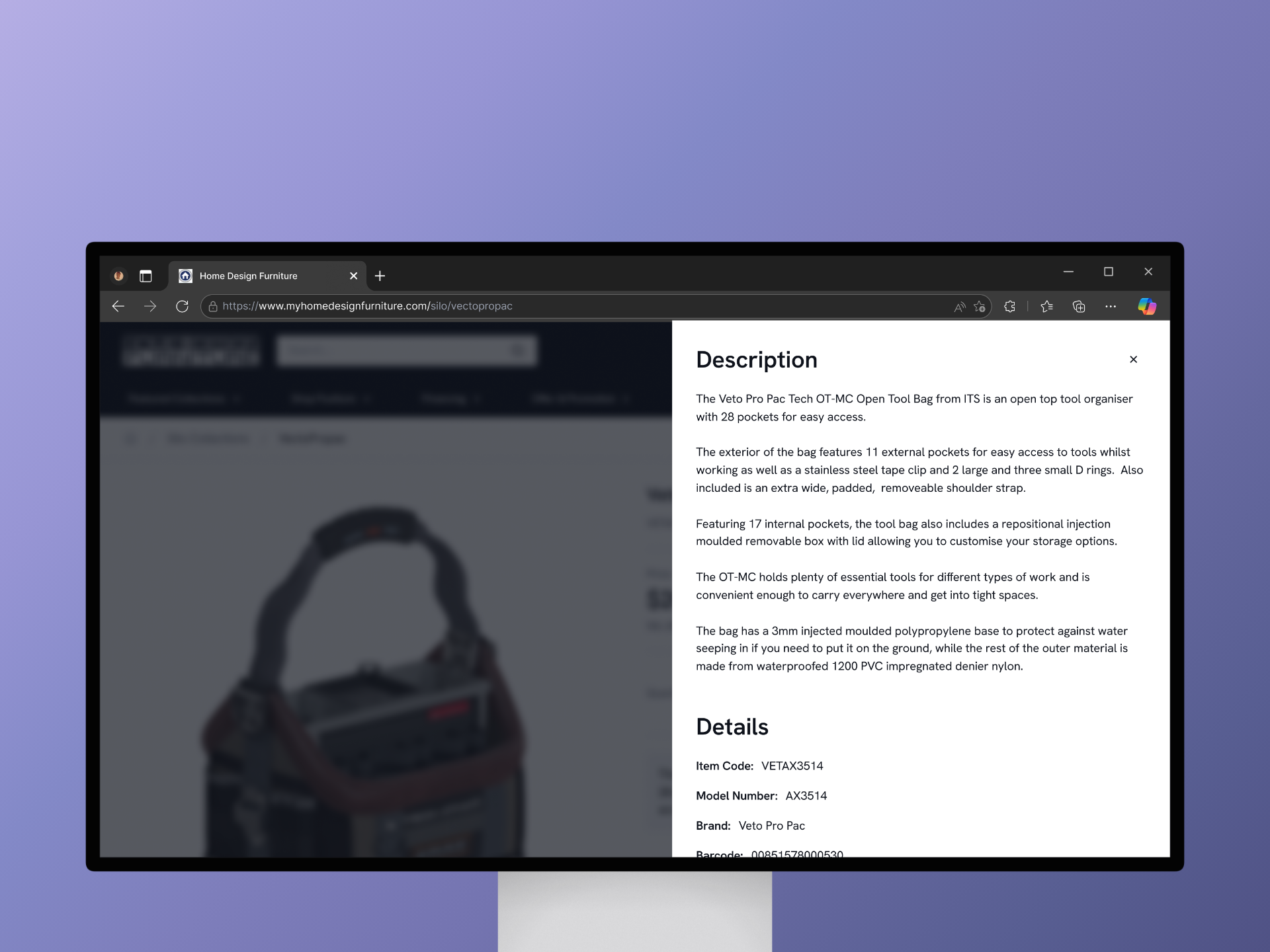 Description Drawer | eCommerce b2c cart clean ecpmmerce fashion store filter item list landing page marketplace mordern online store retail saas sell shop startup ui design uiux web design website
