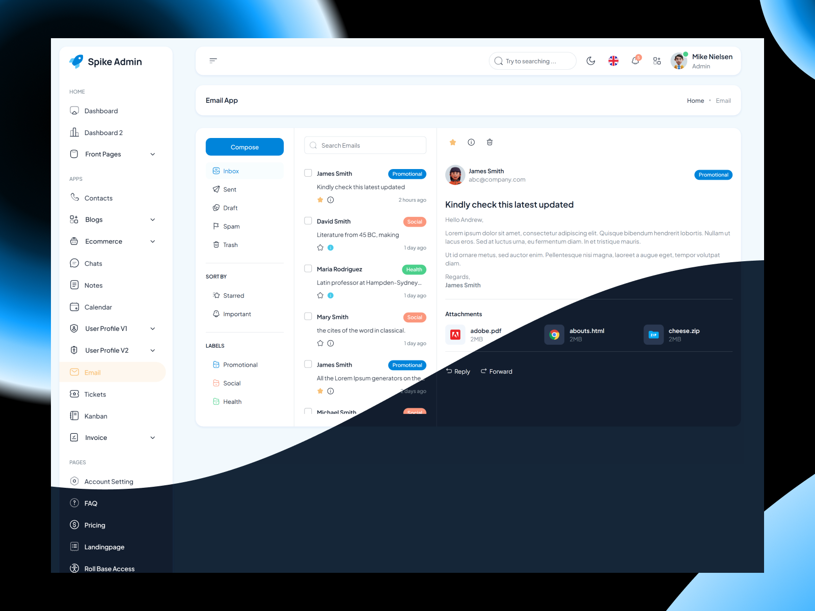 Spike Email Page Design admin dashboard admin dashboard design admin dashboard email admin template clean dashboard ui dark mode design email app ui email page dashboard ui email page design email page design template email page template email page template ui email page ui email page ui design email page ui ux light mode design light mode ui saas email component saas template design saas ui