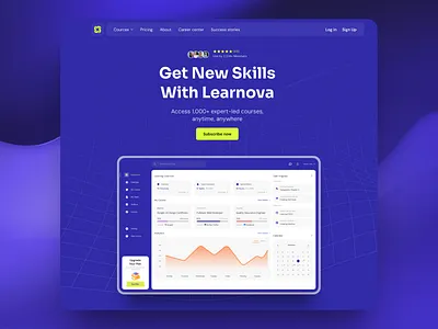 Landing Page Design for Learning Platform edtech landing page learning platform purple saas ui uxui web design