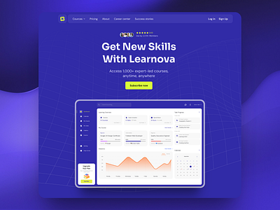 Landing Page Design for Learning Platform edtech landing page learning platform purple saas ui uxui web design