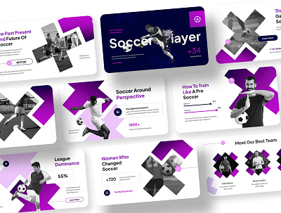 Soccer Sports Presentation branding business competition creative design football graphic design health modern player powerpoint presentation soccer sports template ui versus winner