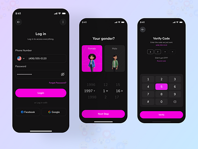 Livestreaming Secure Onboarding Flow UI app design dark mood ui event app figma design ios mobile app live live streaming app mobile app design mobile ui music app onboarding party app social media streaming streaming ui tiktok ui design ui inspiration ui ux