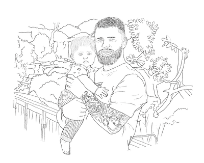Father and Son illustration - background included illustration