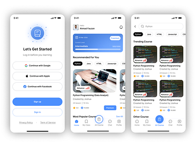 Clean & Modern Learning App UI – Personalized Learning Experienc branding cleaninterface courseapp design dribbbleinspiration dribbbleshots educationalapp elearningui figmadesign graphic design illustration learningapp logo mobileappdesign mobileux personalizedlearning productdesign ui uxuidesign vector