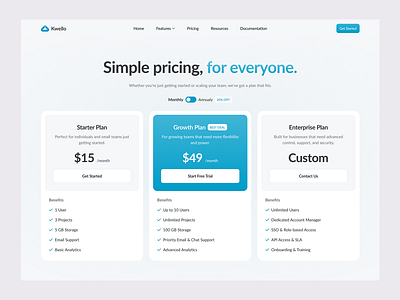 Kwello - Pricing Section Web Design for SAAS clean design landing page minimalist pricing ui ux web web design