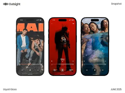 Outsight Music - Liquid Glass Version android animation app apps branding clean design graphic design ios liquid glass mobile motion motion graphics music player sleek ui ux