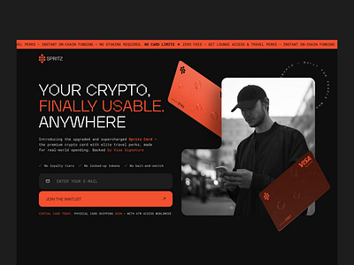 Landing Page | Spritz - Crypto Cars & Wallet branding crypto crypto card crypto cards crypto landing crypto wallet design fintech landing landing page ui ux web web3