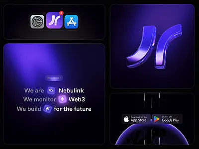 Nebulink branding 3d animation app bento blender branding futuristic icon logodesign scifibrand tech ui visualidentity web3