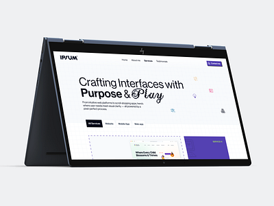 💜 IPSUMPixels • Service Page design footer landing page minimal footer mobile app pixel pixelated playful playful design playful style portfolio portfolio design service service design service page testimonial ui ux web design website
