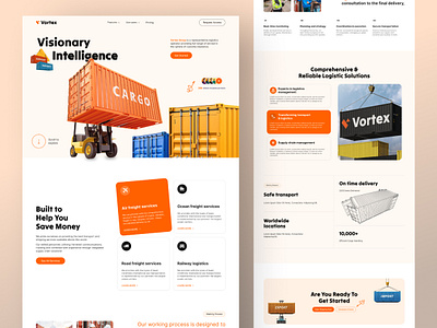 Vortex-Logistics Company Web Design Landing Page business website cargo clean delivery landing landing page landingpage logistic logistics shipping ui ui ux ui ux design uiux web web design web interface design web ui web ui design website