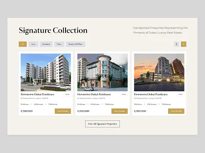 Luxury Listings UI – Sophisticated and Clean Design collection ui corporate landing page listing ui luxury real estate section ui design website design
