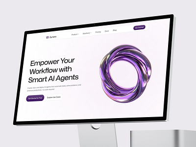 Synera - AI Agent Website ai ai agent clean design hero section landing page minimalist purple simple tech ui ux