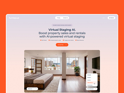 Multipage Platform | Furniqo - AI Platform for virtual staging ai ai design ai platform ai platform design branding design figma interface jitter ui ui animation ui design ux ux design virtual staging web