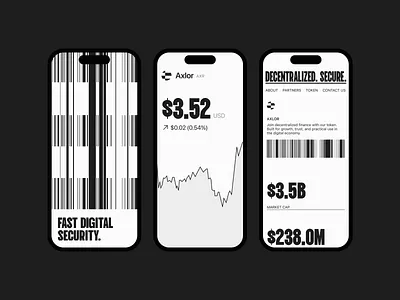 Axlor DeFi token responsive app black and white chart crypto crypto app design fintech interaction ios mobile mobile design motion design motion graphics responsive responsive design token token design typography ui ux