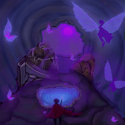 MYSTICAL CAVE digital art digital painting fantasy feywild krita krita art magical beings mystical cave natural fantasy nature fantasy