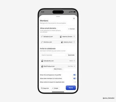 Manage Access access code data domain email embed graphic design manage members mobile design popup ui ui design uiux ux design