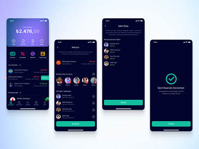 Split Payment Flow – Fintech App UI dark mode design fintech mobile app ui ux wallet