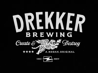 Vintage vantage apparel badge drekker brewing icon illustration lockup logo north dakota