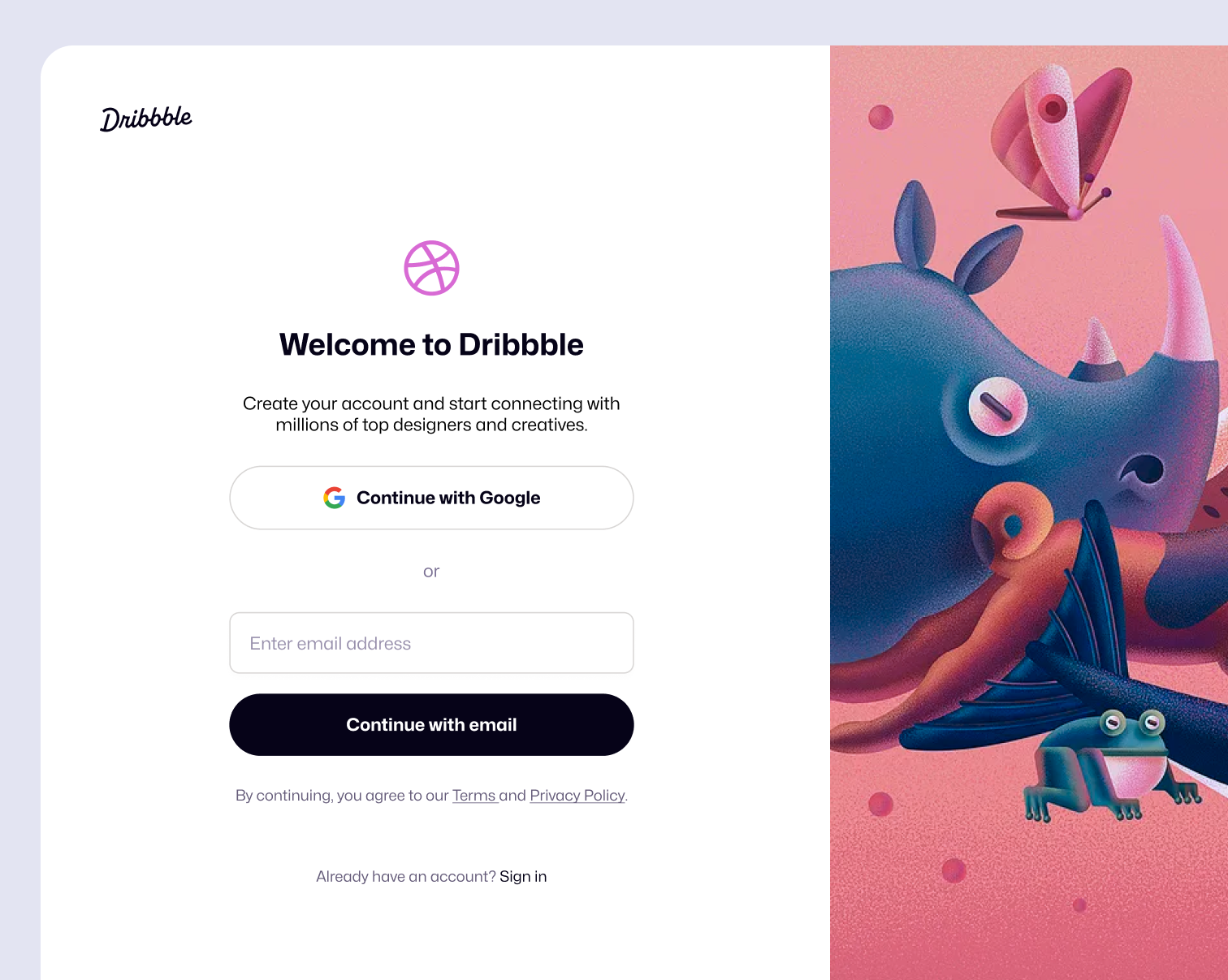 Dribbble Improved Sign-up Flow design dribbble onboarding product design sign in sign up ui ux