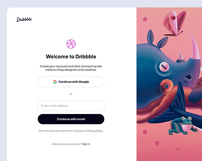 Dribbble Improved Sign-up Flow design dribbble onboarding product design sign in sign up ui ux