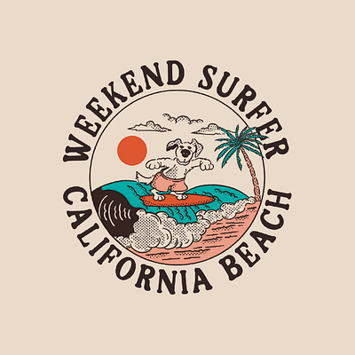 Weekend surfer branding graphic design illustration logo