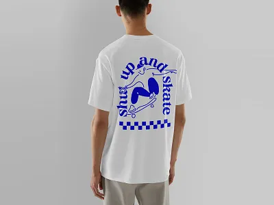 shut up and skate back print graphic design graphic tee illustration mockup skateboarder skateboarding skater skating vector