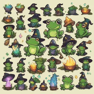 FrogStikerpackNeoStyle art branding frog frogsticker stickerapck