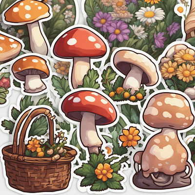 Mushroomstickerpack art design illustration muschroom pack sticker stiker